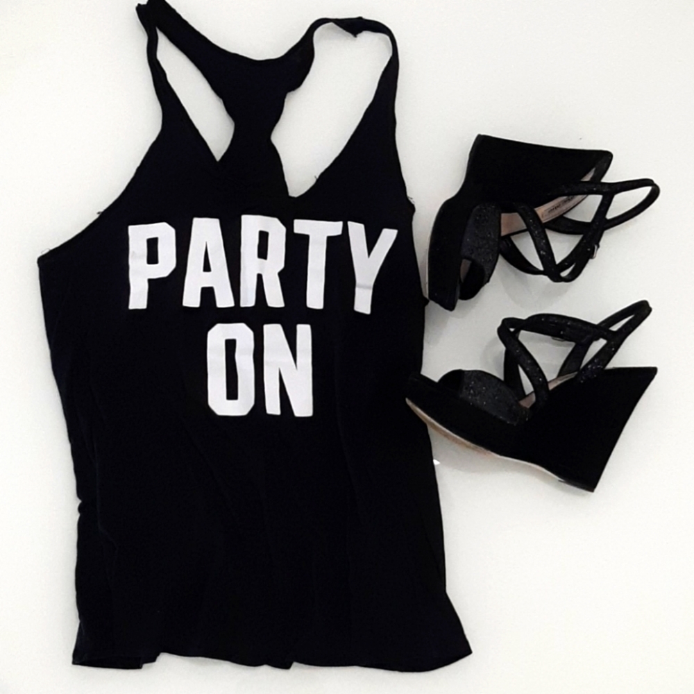 PINK VS black Party On tstrap tank